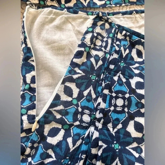 Alfani twin set lined midi skirt with top size 10 100% cotton blue floral office - Picture 4 of 7